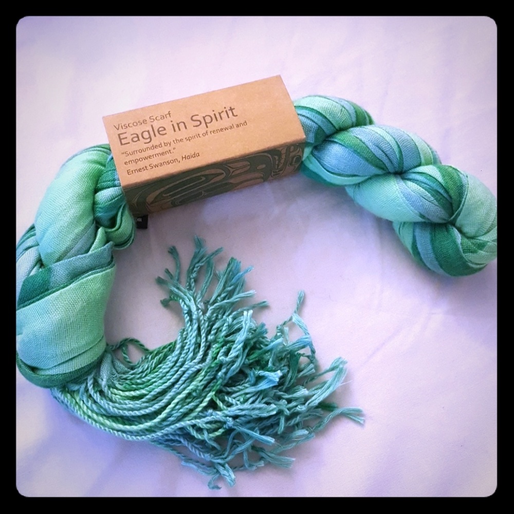 Green "Eagle in Spirt" native design scarf